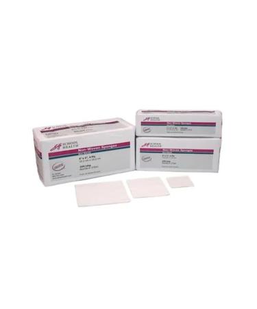 School Health - Non-Sterile Non-Woven Sponges for Cleaning Dressing and Prepping | Highly Absorbent 4 ply - for Wound Care & First Aid Kits - 200 Pack (4x4 Inch)