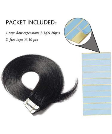 SEGO TAPE Extensions - 100% Remy Hair Adhesive Tape 24'' (61cm) - 20 Pieces + 10 Free Tapes Smooth Black #1 - Premium Quality Hair Extensions - Buy Online on GoSupps.com