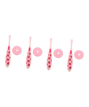 Tovinanna 4 piece toothbrush toothbrush childrens toothbrush toddler training baby supply -accessoire manual accessories cleaning brush detergent travel stk pink
