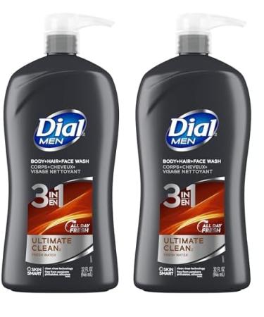 Dial Men 3in1 Body Hair and Face Wash Ultimate Clean 32 Fl Oz (Pack of 2)