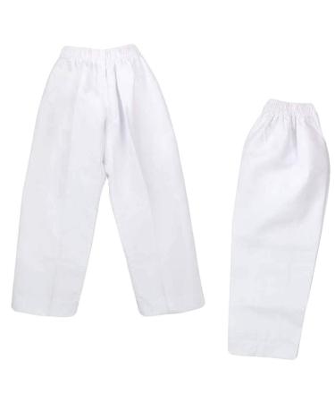 NAMAZU Karate Pants for Kids and Adult 7oz Ploy/Cotto Lightweight Student Karate Gi Pants Elastic Waist Martial Arts Pants White 160SIZE3