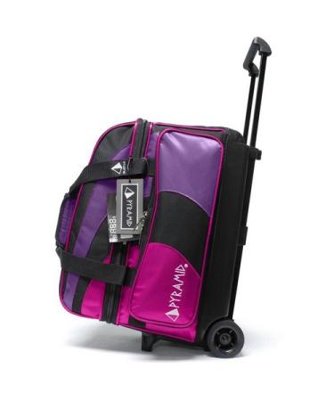 Pyramid Path Deluxe Double Roller with Oversized Accessory Pocket Bowling Bag Black/Hot Pink/Purple