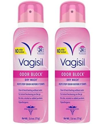 Vagisil Odor Block Dry Wash Spray for Feminine Hygiene Gynecologist Tested Hypoallergenic 2.6 Ounces (Pack of 2) Healthy Detox 2.6 Ounce (Pack of 2)