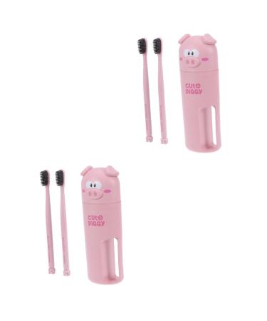 Zerodeko 2pcs Toothbrush tumblers Bathroom Tumbler Tooth Mug Cartoon Toothbrush Cup Travel Pinkx2pcs 6.5*20.5 cmx2pcs