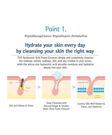 Blanc Doux Oligo Hyaluronic Acid Facial Cleanser | Vegan Deep Foam Face Wash for Acne-Prone & Sensitive Skin | Hydrating Korean Skincare 4.05 Oz - Buy Online on GoSupps.com