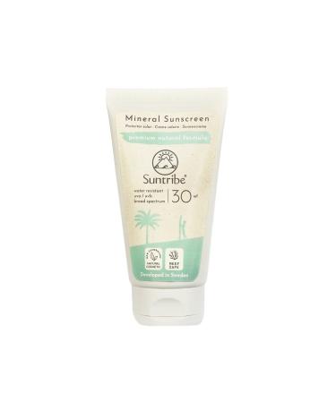 Suntribe mineral organic sunscreen LSF 30 - body & face - nano -free zinc oxide (mineral UV filter) - Reef Safe/Riffpunde - 8 ingredients - waterproof (60 ml) 50 ml (1 Pack)