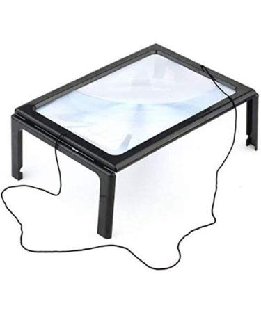 JTIAN 3X Large Full Page Magnifier with 12 LED Lights Foldable Flip-Out Legs Dual Power Supply Modes- Ideal for Hands Free Reading Low Vision Seniors with Aging Eyes