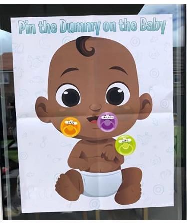 Pin The Pacifier Baby Shower Game - 24 Stickers, Large Poster & Blindfold Set - Buy Online on GoSupps.com