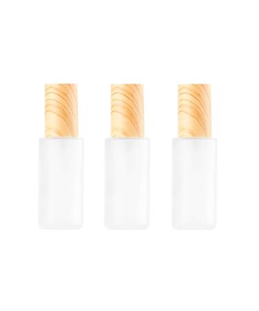 3 pieces 60ml 2oz refillable translucent frosted glass travel tire dispenser lotion pumping bags cosmetic toilet items container glass pot bottle with wood grain lid 60ml/2oz