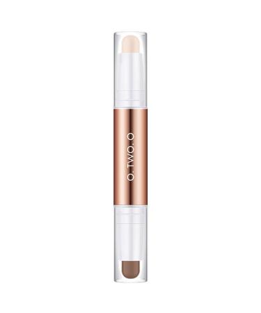 jojomis Highlighters Stick Double-Head Makeup Concealer Contouring Cream Set Face Highlighters Sticks - Natural Warm coffee