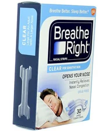 Breathe Right Nasal Strips Clear for Sensitive Skin - Large 30-Pack - Buy Online on GoSupps.com
