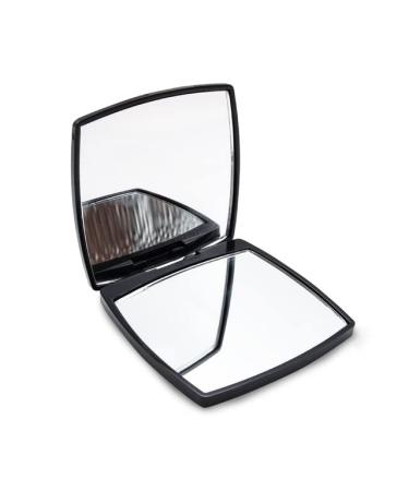Mpowtech Magnifying Square Compact Mirror  Folding Makeup Hand held Pocket Vanity Mirrors Small Black Compact Mirror 2 x 1 Magnification Perfect for Purses and Travel (Black-Square)