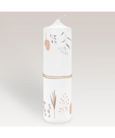 Personalized Christening Candle for Girls | Modern Floral Design | Customizable with Name & Baptismal Saying | Includes Jute Ribbon Decoration - Buy Online on GoSupps.com