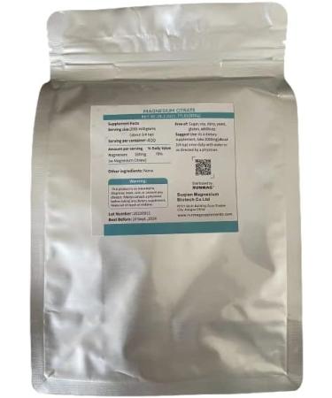 Organic Food Grade Magnesium Citrate Powder - Vegan & Unflavored | 400mg-3500mg per Serving | 800g - Buy Online on GoSupps.com