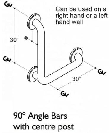 grabbarscanada.com 90 Deg L-Shape Grab Bar 30 inch x 30 inch Matte Black with knurled grip 1.25 inch diameter - Buy Online on GoSupps.com