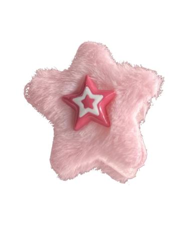 Furry Bangs Clip Pink Star Y2K Bangs Clip Sweet Girls Cute Duckbill Clip Headdress Hair Accessories Pentacle Hairpin Pink Y2K Hair Accessories Rose Red