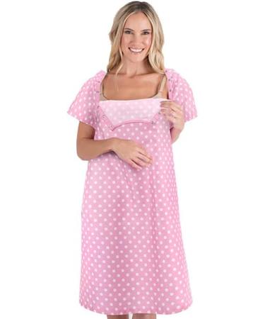 Abiha Labor and Delivery Gown - Stylish Maternity Nightgown for Hospital Stay - Pink L-XL - Buy Online on GoSupps.com