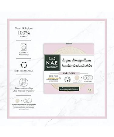 N.A.E. Washable Makeup Remover | Eco-Friendly Reusable Cotton Pads | 100% Organic Cotton | Gentle Facial Cleaning | Recyclable Packaging - 4 Slices - Buy Online on GoSupps.com