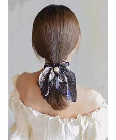 Vasana Boho Hair Ties with Bow - Chiffon Flower Pattern Hair Accessories (6 Random Colors) - Buy Online on GoSupps.com
