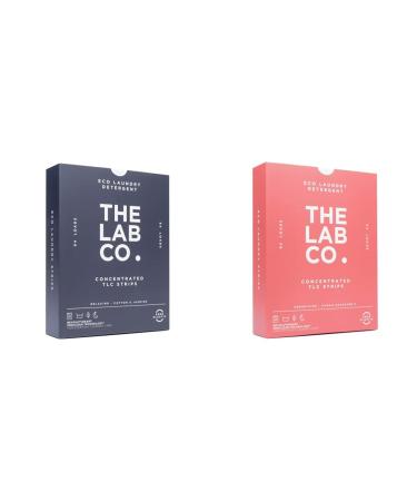 The Lab Co. Laundry Detergent Strips Sheets Eco Ultra-Concentrated Non-Bio Relaxing Fragrance Cotton & Jasmine 64 Loads & Laundry Detergent Strips Sheets Cuban Grapefruit 64 Loads + Laundry Detergent Pink