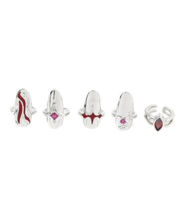 minkissy 1 Set Nail Ring Girls Ring Finger Tip Women Ring Rings for Women Ring for Women Nail Decor Jewels for Nails Red Suits Ladies Suits Personality Miss Zinc Alloy White Jewelry