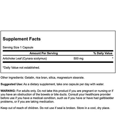 Swanson Artichoke Leaves 500mg 60 Capsules (2 Pack) - Cynara Scolymus Supplement - Buy Online on GoSupps.com