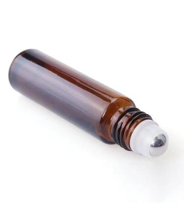 Timiili Portable 10ml Amber Glass Essential Oil Roller Bottles - 7 Pack with Stainless Steel Roller Balls - Buy Online on GoSupps.com