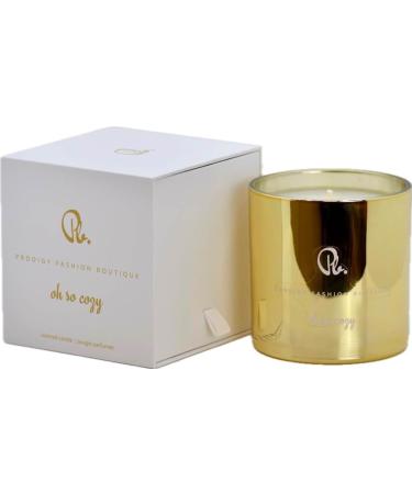 Pb. Oh So Cozy Gold Luxe Scented Home Decor Candle | Handmade Poured in USA | Earth Friendly Natural Soy Wax | 9oz |70 Hour Burn | Highly Scented Sweet Warm Aromatherapy| Gift