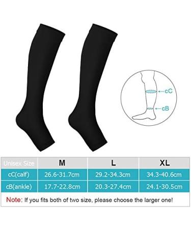 Shop Compression Stockings for Men & Women | Open Toe Flight Support 20-30 mmHg | Knee-High Calf Sleeves for Pregnancy & Travel - L Black - Buy Online on GoSupps.com