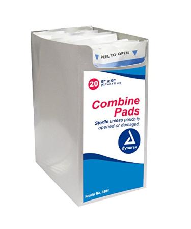 Dynarex Combine Pads, Sterile, 5 x 9 Inch, 20 Count 20 Count (Pack of 1)
