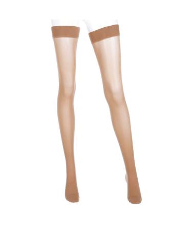 medi Assure 30-40 mmHg Thigh High Compression w/Silicone Top-Band Closed Toe Beige Large