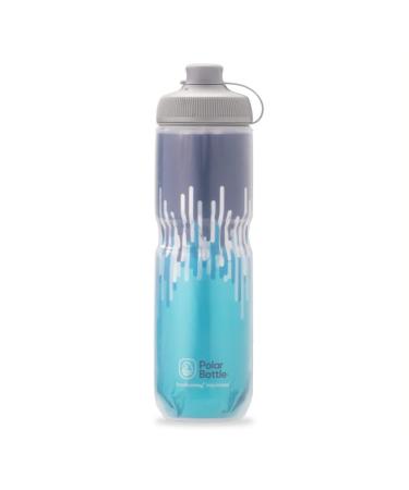 Polar Bottle Breakaway Muck Insulated Mountain Bike Water Bottle - BPA Free, Cycling & Sports Squeeze Bottle with Dust Cover 24 Oz Blue Zipper