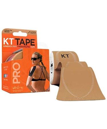 KT TAPE PRO Synthetic Elastic Kinesiology 20 Pre-Cut 10-Inch Strips Therapeutic Tape  Stealth Beige