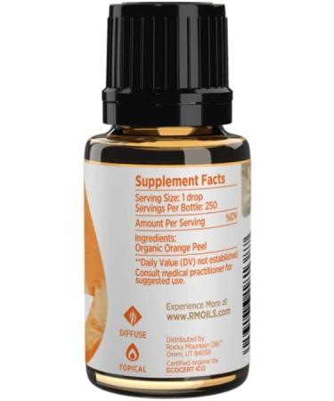 Rocky Mountain Oils Organic Orange Essential Oil - 100% Pure Aromatherapy Diffuser Oil | Pet-Friendly Citrus Fragrance | Therapeutic Grade 15mL - Buy Online on GoSupps.com