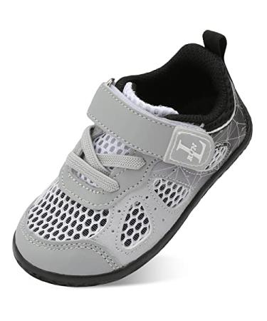 L-RUN Toddler Sneakers Boys Girls Barefoot Summer Walking Shoes Toddler Boy Tennis Shoes Mesh Lightweight 10 Toddler G Grey Black