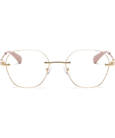 Zukky Borderless Anti-Blue Light Reading Glasses for Women - Gold Powder Large Round Lens - AM22 - Buy Online on GoSupps.com