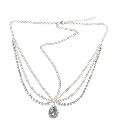 Qisogy Boho Crystal Hair Chain with Rhinestone Tassel Pendant - Princess Chain Jewelry for Women and Girls - Perfect Gift for Valentine's Day and Birthday (Silver) - Buy Online on GoSupps.com