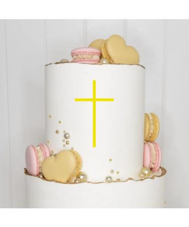 Cake topper (cross) charm acrylic/wood baptism communion confirmation confirmation cake plug cake cake plug decoration caketopper (1 piece yellow) yellow 1 piece