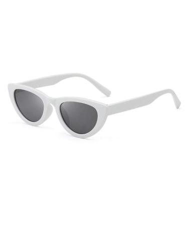 Retro black triangle sunglasses simple plain fashion anti-ultraviolet sunglasses for women and men (Solid White Gray Flakes)