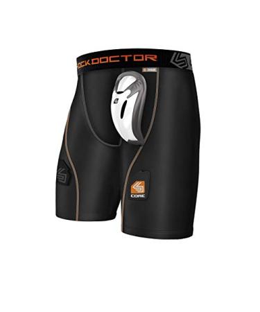 Shock Doctor Boys Compression Shorts with Protective Bio-Flex Cup, Moisture Wicking Vented Protection Medium Black