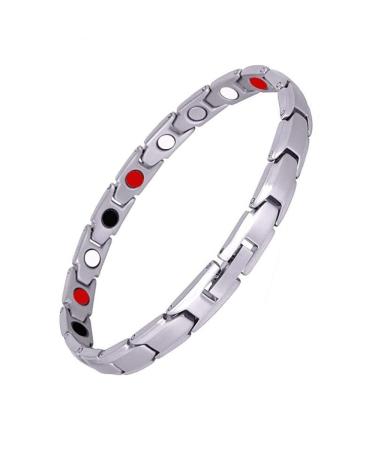 TTBN Lymph Drainage Magnetic Bracelet Magnetic to Relieve Arthritis Pain Promotes Blood Circulation Relieves Muscle Pain and Swelling Health Titanium Bracelets for Men and Women (Silver)