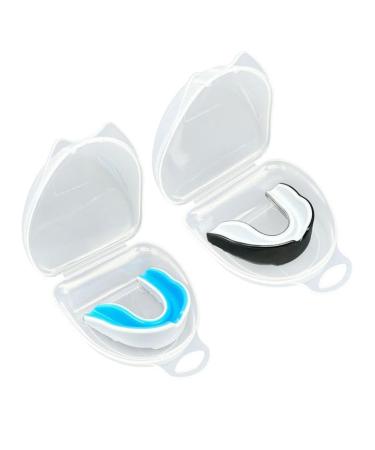 Xnivuis 2 pieces of sports tooth protection tooth protection children mouth protection boxing with portable hygiene box for rugby boxing martial arts hockey taekwondo Ice hockey and more (black and white white blue)