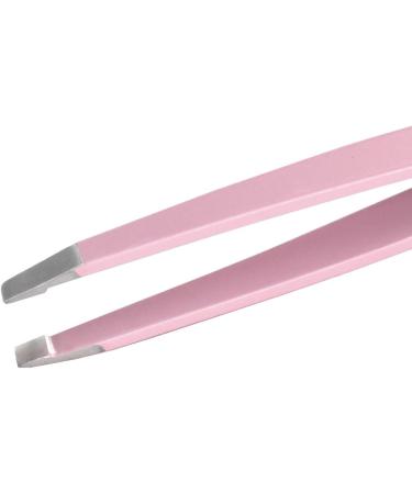 Slant Tweezers Precision Slant-Tip Pink Eyebrow Tweezer Stainless Steel Facial Hair Plucking for Men and Women - Buy Online on GoSupps.com