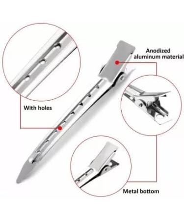 VEDETIC Section Clips 3.5 inches Metal Curl Clips Duck Bill Sectioning Clips Alligator Hair Clips with 1 Hair Coloring Brush Hair Clip (Silver) - Buy Online on GoSupps.com