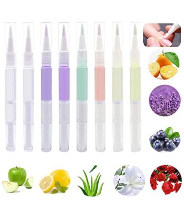 8PCS Cuticle Oil Pens,Cuticle Revitalizer Oil Pen with Soft Brush,Cuticle Oil Bulk for Nails Moist and Treatment,Nail Oil Manicure Repair The Cuticle,8 Kinds of Fruity Smell