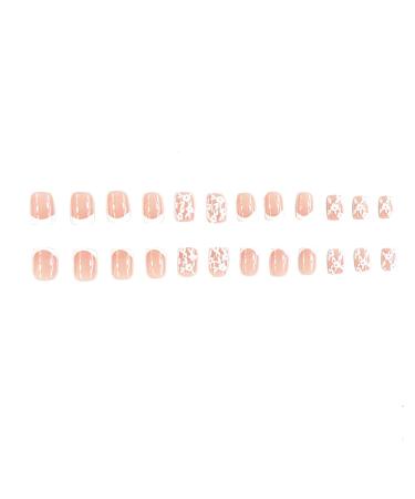 White French Tip Press On Nails - Short Floral Acrylic Nails - 24Pcs Glossy Fake Nails for Women & Girls - Petite Flower Design - Full Cover Glue-On Manicure - Buy Online on GoSupps.com