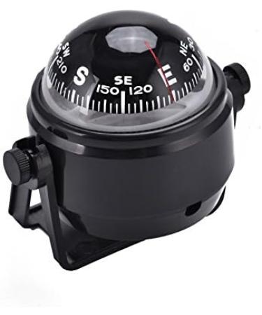 Black Electronic Car Mount Compass | Declination Adjustable Military Marine Ball | Night Vision Dashboard Marine Compass for Boats - Buy Online on GoSupps.com