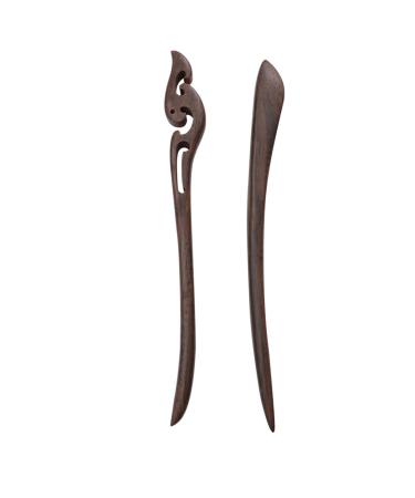 Minkissy Chinese hair stick 2 pieces of sandalwood hairsticks vintage hair dining sticks u-shape hairpins retro hair needle for long hair
