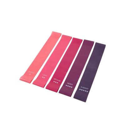 Squat Stretching Band Yoga Resistance Circle Fitness elastic band. Aset of 5 strips.Lighet pink. pink.deep pink.rose red.purpe.Unisex version.