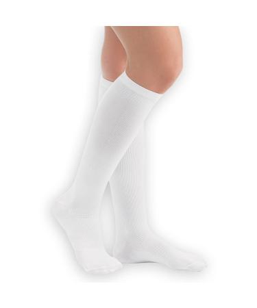Collections Etc Women's Compression Trouser Socks Pair Moderate 15-20 mmHg White XL - Made in The USA